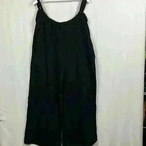 Final Touch Womens Jumpsuit Black S Loose Fit Straps Tie Back Wide Legs Pockets